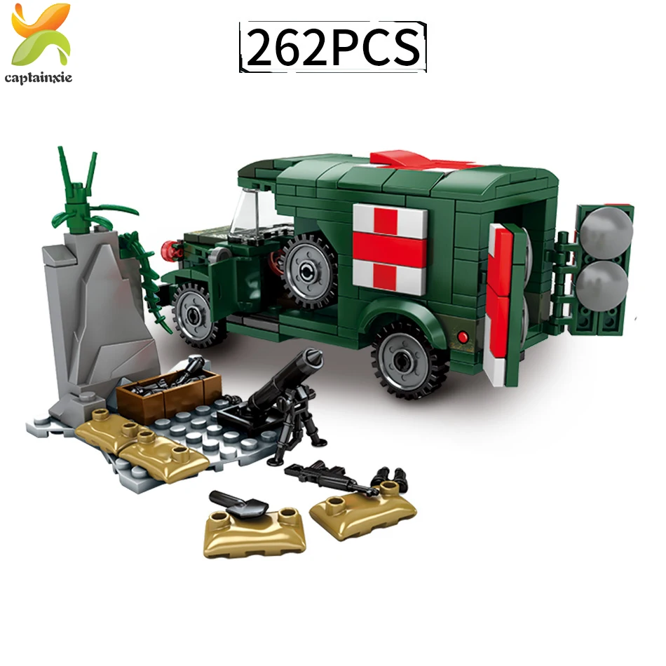 262 шт. военный автомобиль скорой помощи строительные блоки город игрушечный