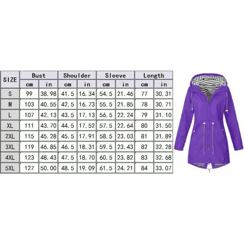 

Women's Waterproof Raincoat Ladies Outdoor Wind Rain Forest Jacket Coat /BY