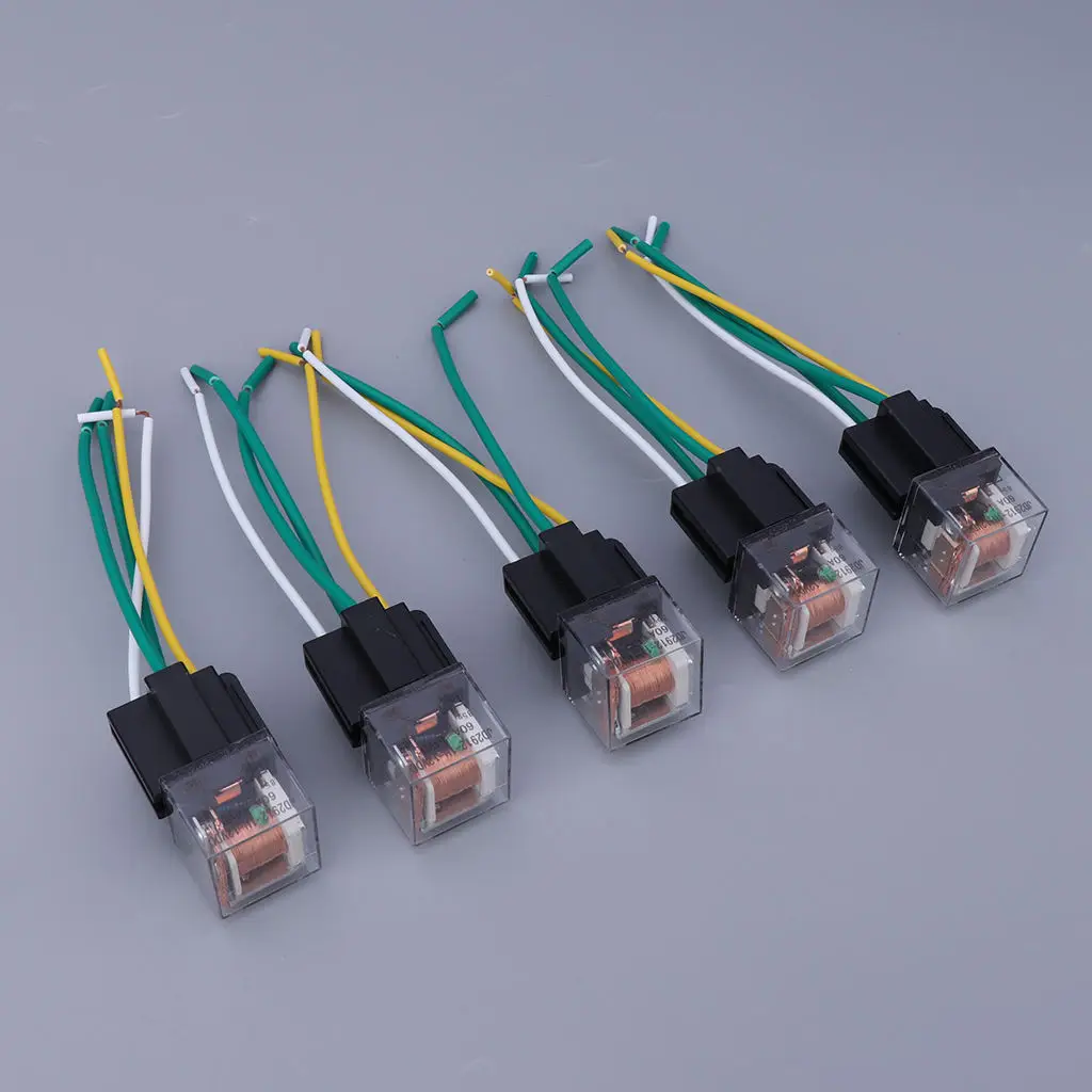 

5x Waterproof Automotive Relay 12V 60Amp 4 Pins Car Truck Boat Control Device Relays Socketw/ Wire