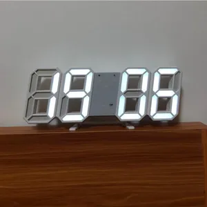 3D светодиодный цифровой будильник, голосовое управление, электронные настенные часы с датой температуры, 3 будильника, ночной режим, настенные настольные часы