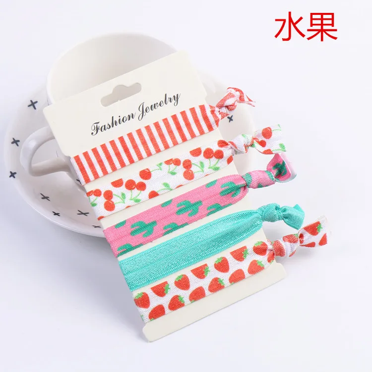 Эластичные резинки для волос девочек корейские с узелком и фруктами браслет