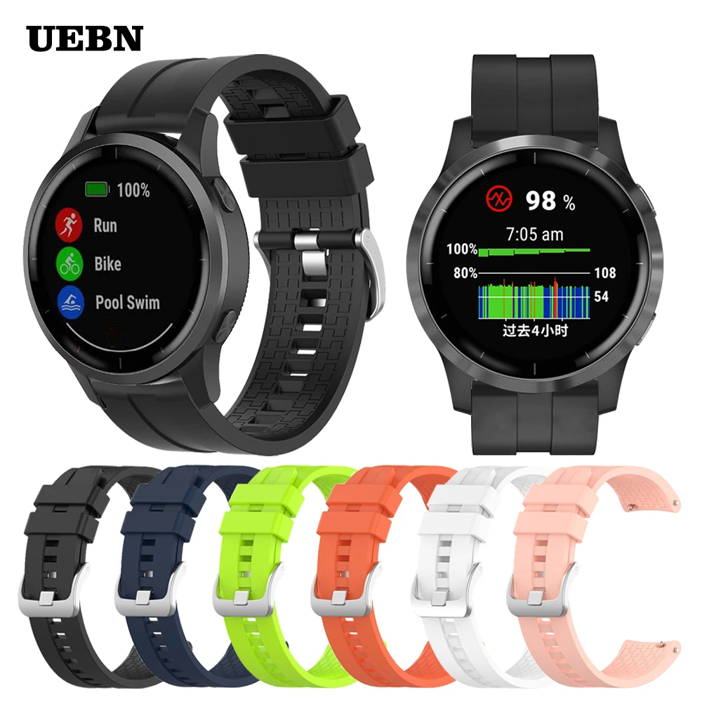 

UEBN Silicone Sport For Garmin vivoactive 4 Strap High Quality Bracelet for vivoactive 3 forerunner 645 Venu Sq watchbands