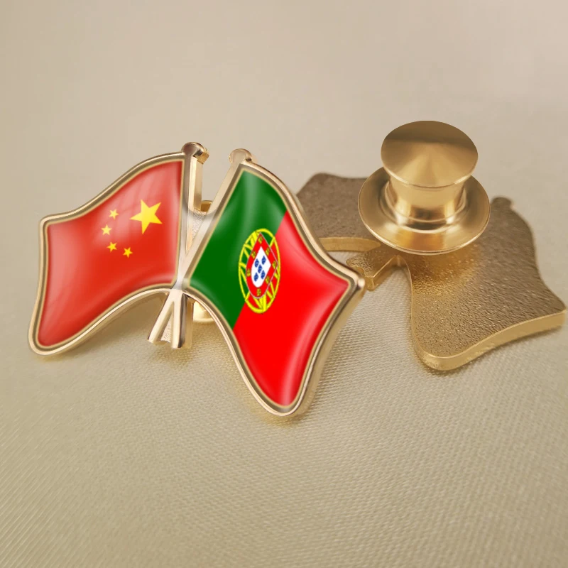 China and Portugal Crossed Double Friendship Flags Lapel Pins Brooch Badges | Украшения и аксессуары