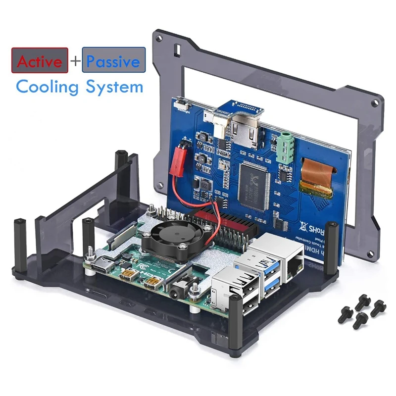 

for Raspberry Pi 4 Touchscreen with Case & Fan, 4 Inch IPS Press Screen LCD Display, with Press Pen