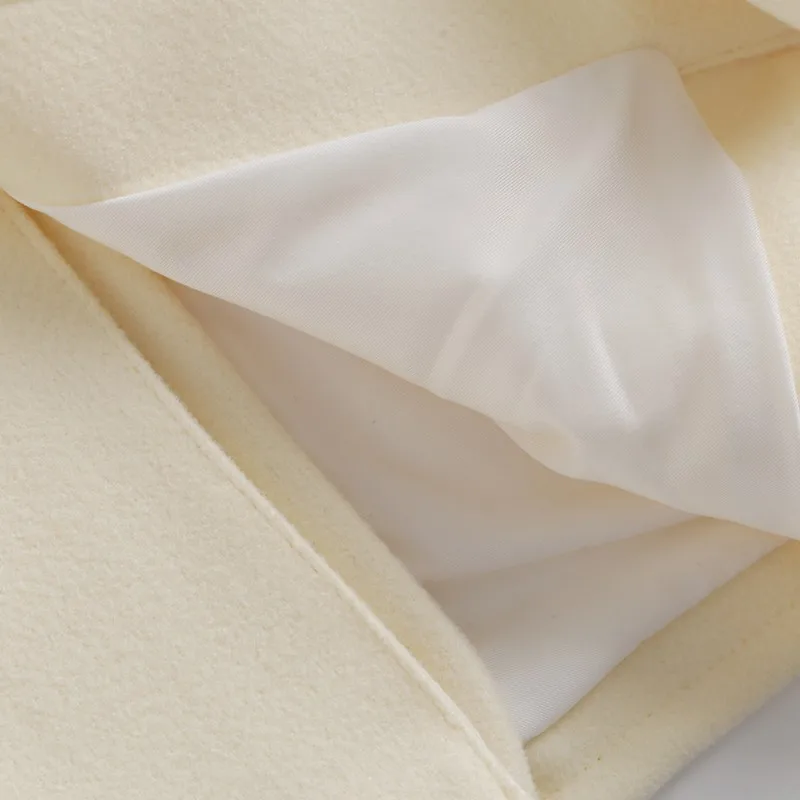 

Artsnie Winter Woolen Blazer Women Double Pockets Notched Long Sleeve Thick Coats Female Vintage Casual Knitted Ladies Ol Blazer