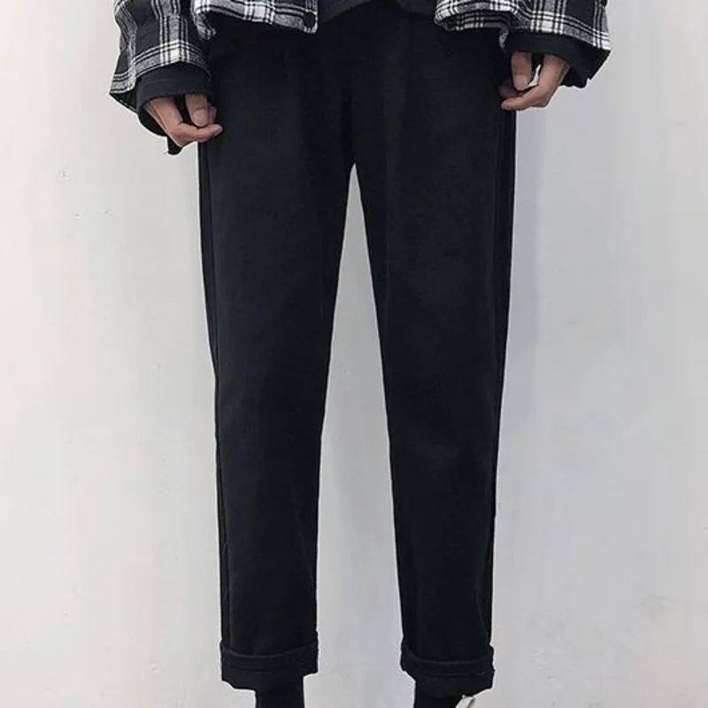 

Spring Summer Straight Jeans Men's Fashion Washed Solid Color Casual Jeans Men Streetwear Wild Loose Denim Trousers Mens M-2XL