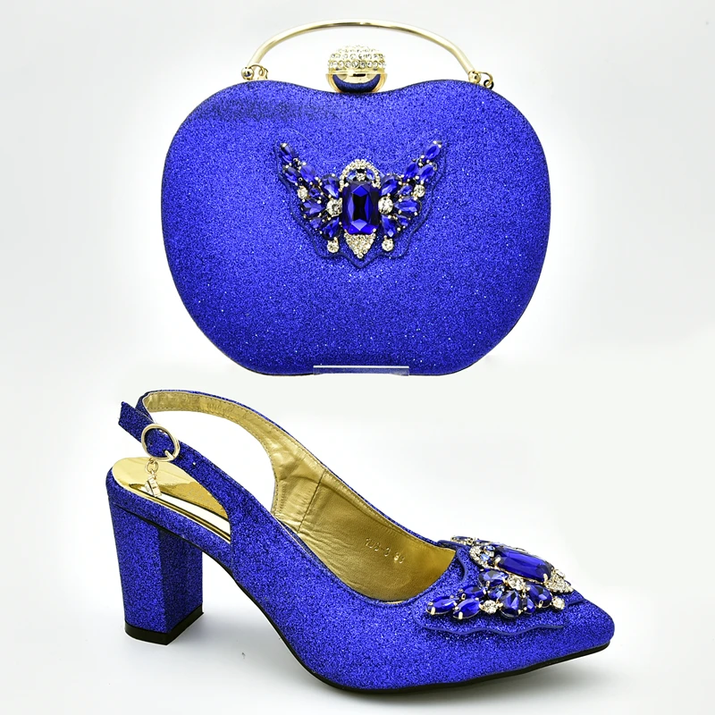 Итальянские вечерние туфли и сумочка в комплекте Женские свадебные со стразами