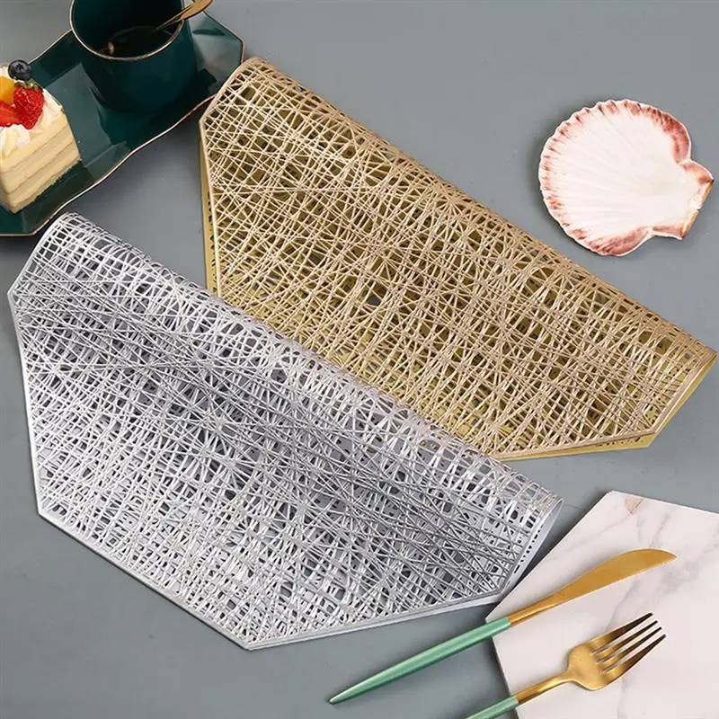 

6pcs Table Place Mats Set Octagonal PVC Woven Placemats for Kitchen Dining Patio Non-Slip Heat-Resistant Table Mats