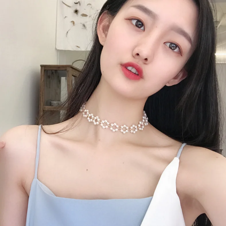 Имитация чокер из жемчуга ожерелье искусственный жемчуг Шарм Collarbone колье ожерелье для женщины леди женская
