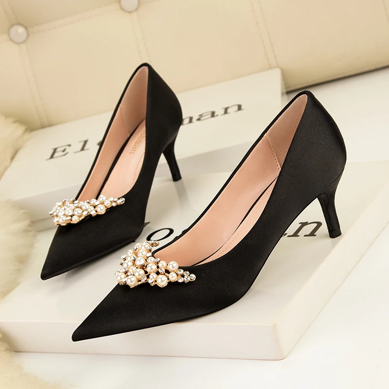 

Fashion High Heels Nightclub Women Shoes Stiletto Square Buckle Rhinestone Wedding Shoes Women High Heels Pumps Women Shoes