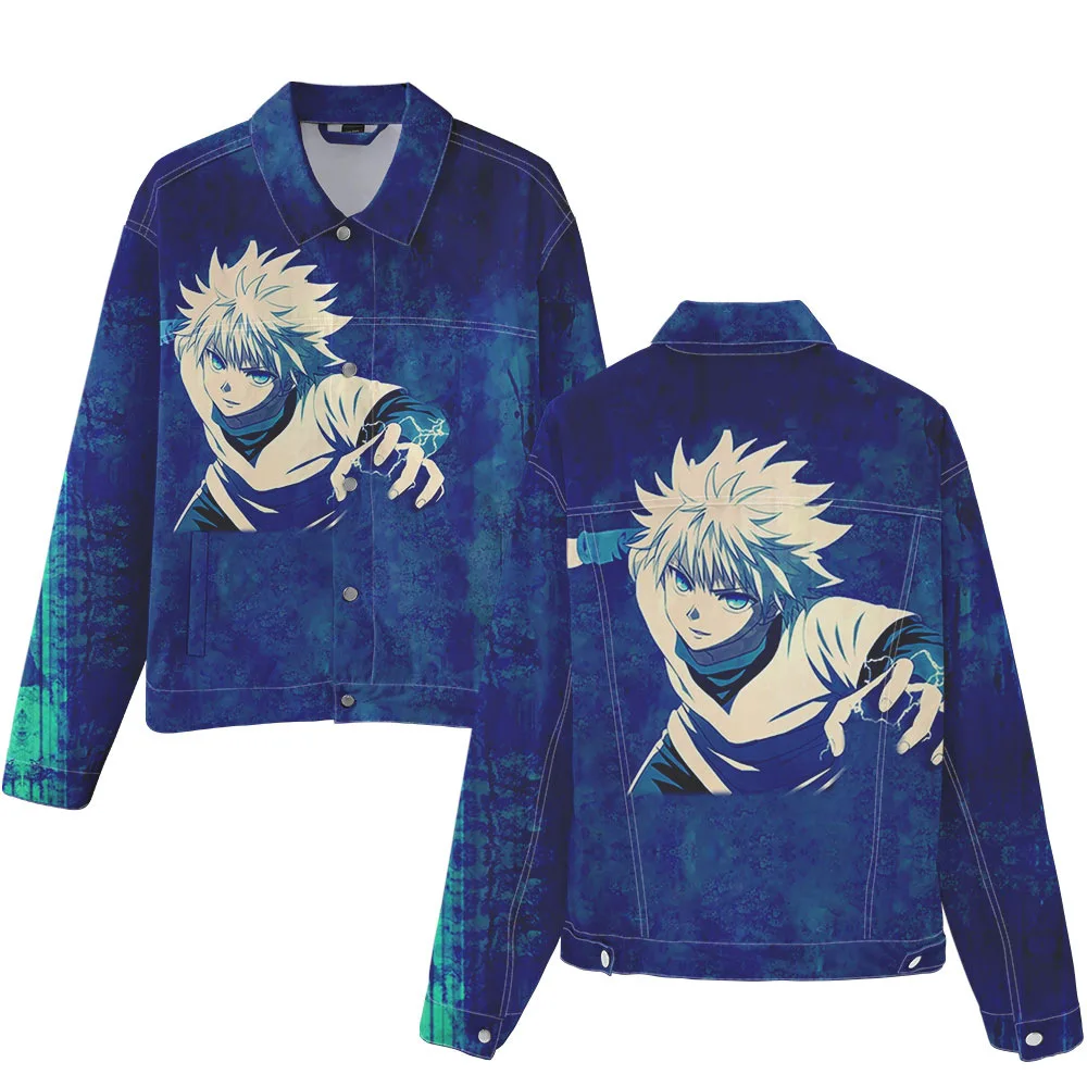 

2021full-time hunter3dджинсовая куртка с цифровым принтом Мужская и Женская Мужская джинсовая куртка с отложным воротником