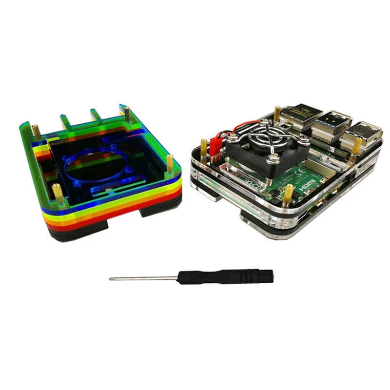 Для Raspberry Pi акриловый чехол с охлаждающим вентилятором для 4 Модель B | Электроника