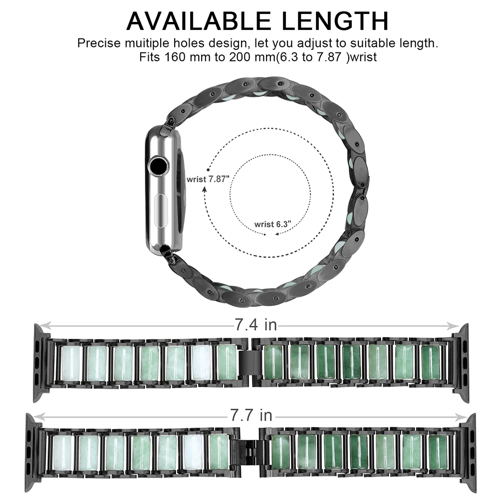 Изумрудный браслет для Apple Watch Band 40 мм 44 38 42 ремешок высокого качества iWatch Series 5 4 3 2 1