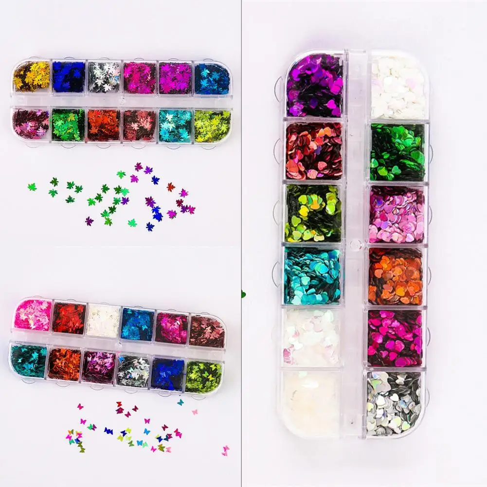 

1Box Nail Flakes Vibrant Color Temperature Resistance Nails Art Decoration Butterfly Five-pointed Star Holographic Nail Glitter