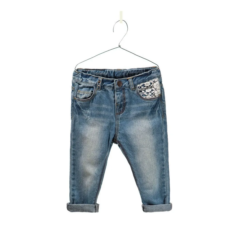 Лидер продаж джинсы для маленьких девочек модные детские кружевные леггинсы От 2