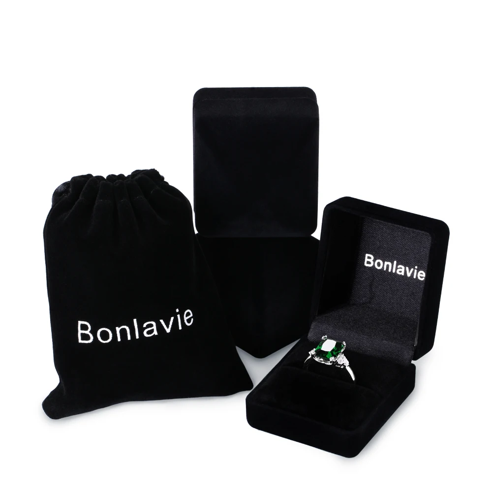 BONLAVIE 925 Серебряное квадратное зеленое кольцо для женщин обручальные женские