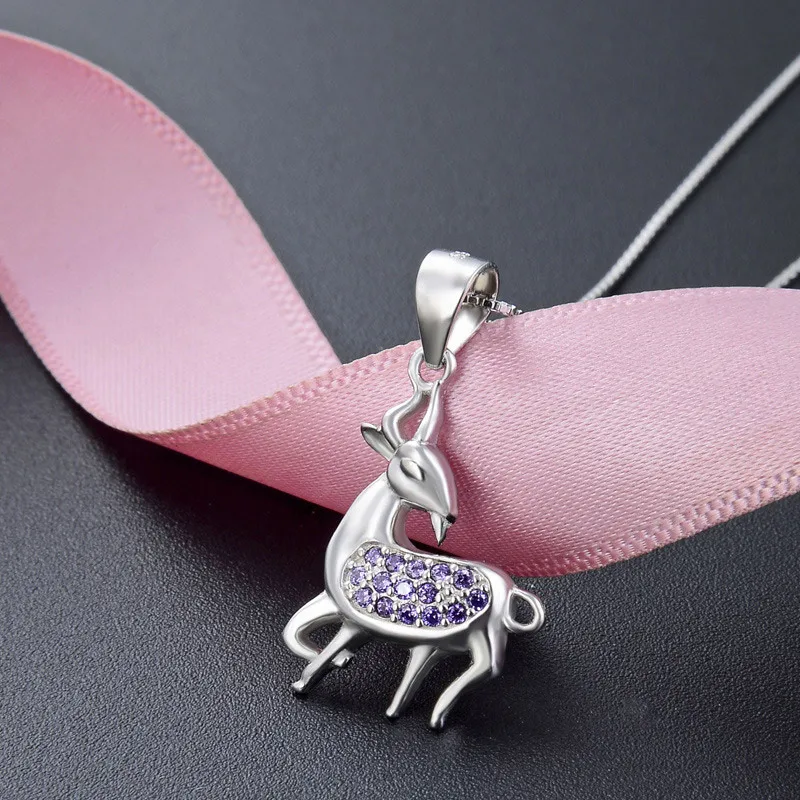 925 стерлингового серебра Олень Лось подвеска ожерелье чокер жемчужиной олень