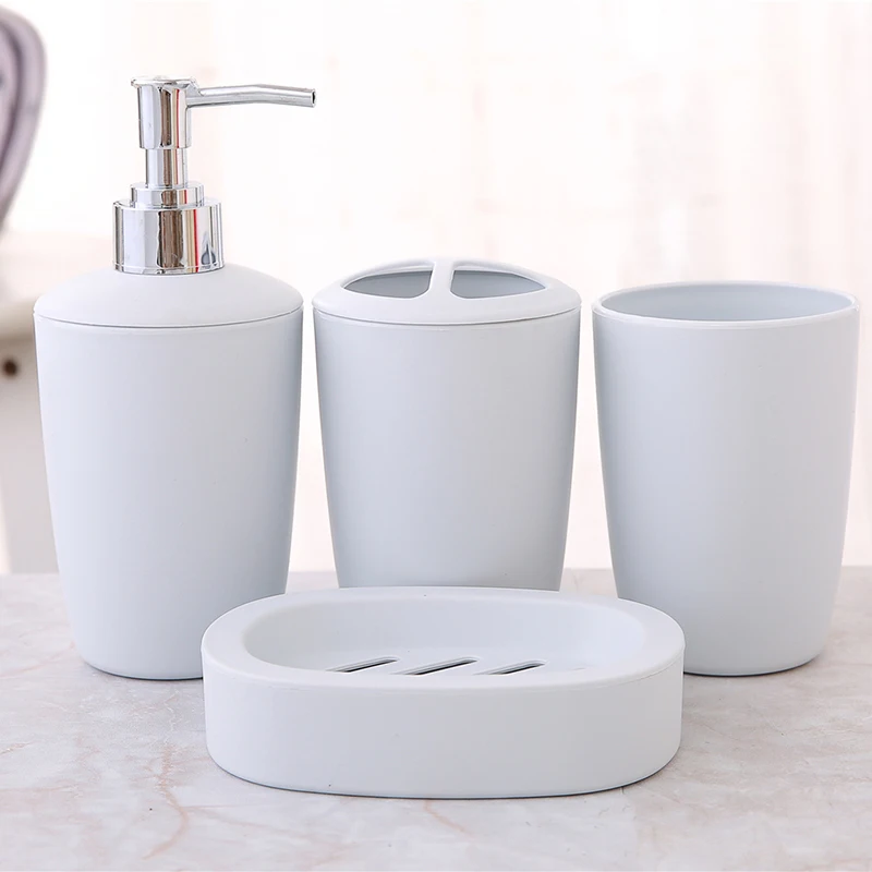 bathroom accessories set 4pcs soap dispenser bottle dish washroom toothbrush holder cup suit home decoration free global shipping