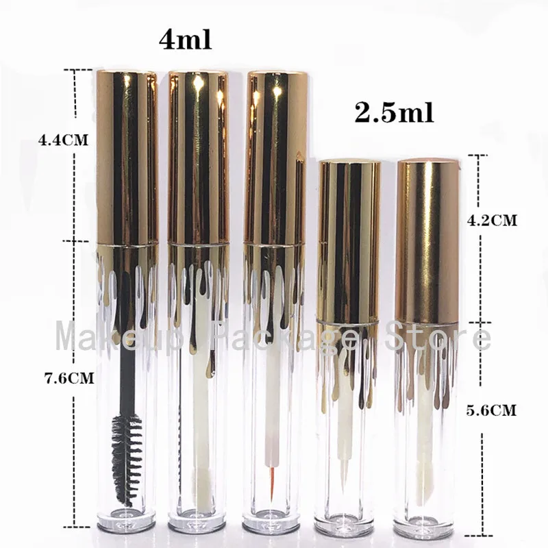 

10/30/50pcs 2.5ml 4ml Empty Lip Gloss Tubes, DIY Clear Mascara Tubes with Gold Cap,Cosmetic Eyeliner Refillable Containers