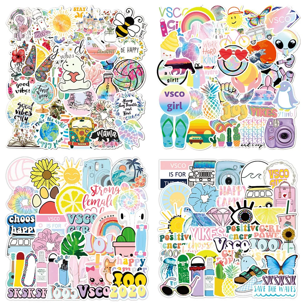 50Pcs/lot VSCO Stickers Colorful Waterproof Sticker for Laptop Car Luggage Bicycle Cartoon Cute Flower Fashion Decal | Игрушки и хобби