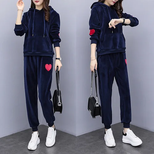 

Autumn Winter Loose Costumes For Women Fashion Pleuche Sweatshirt For Women Leisure Comfortable Plus Size Sets For Women