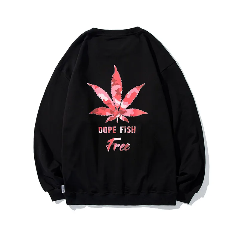 

11 BYBB'S DARK Maple Leaf Print Crewneck Sweatshirt Streetwear 2020 Fashion Harajuku Autumn Pullover Loose Tops Hoodies BB105