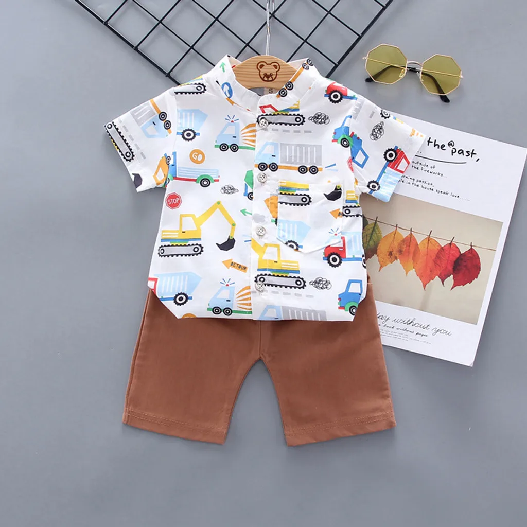 Новинка 2020 Модный летний комплект одежды для маленьких мальчиков и девочек топы