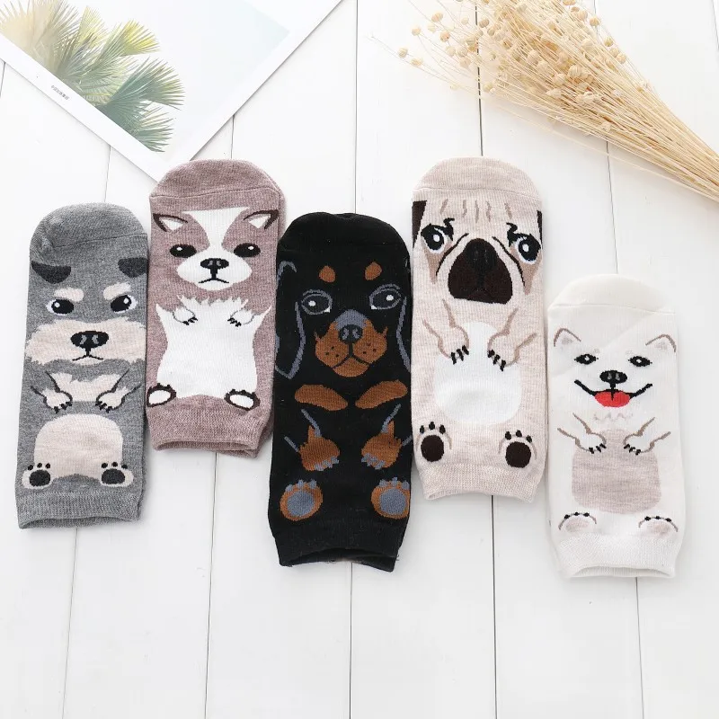 Модные прямые короткие хлопковые носки для отдыха с изображением животных