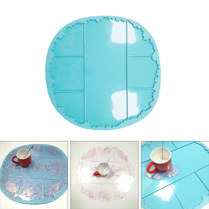 

X7AF Coaster Tray Epoxy Resin Mold Cup Mat Pad Silicone Mould DIY Crafts Casting Tool