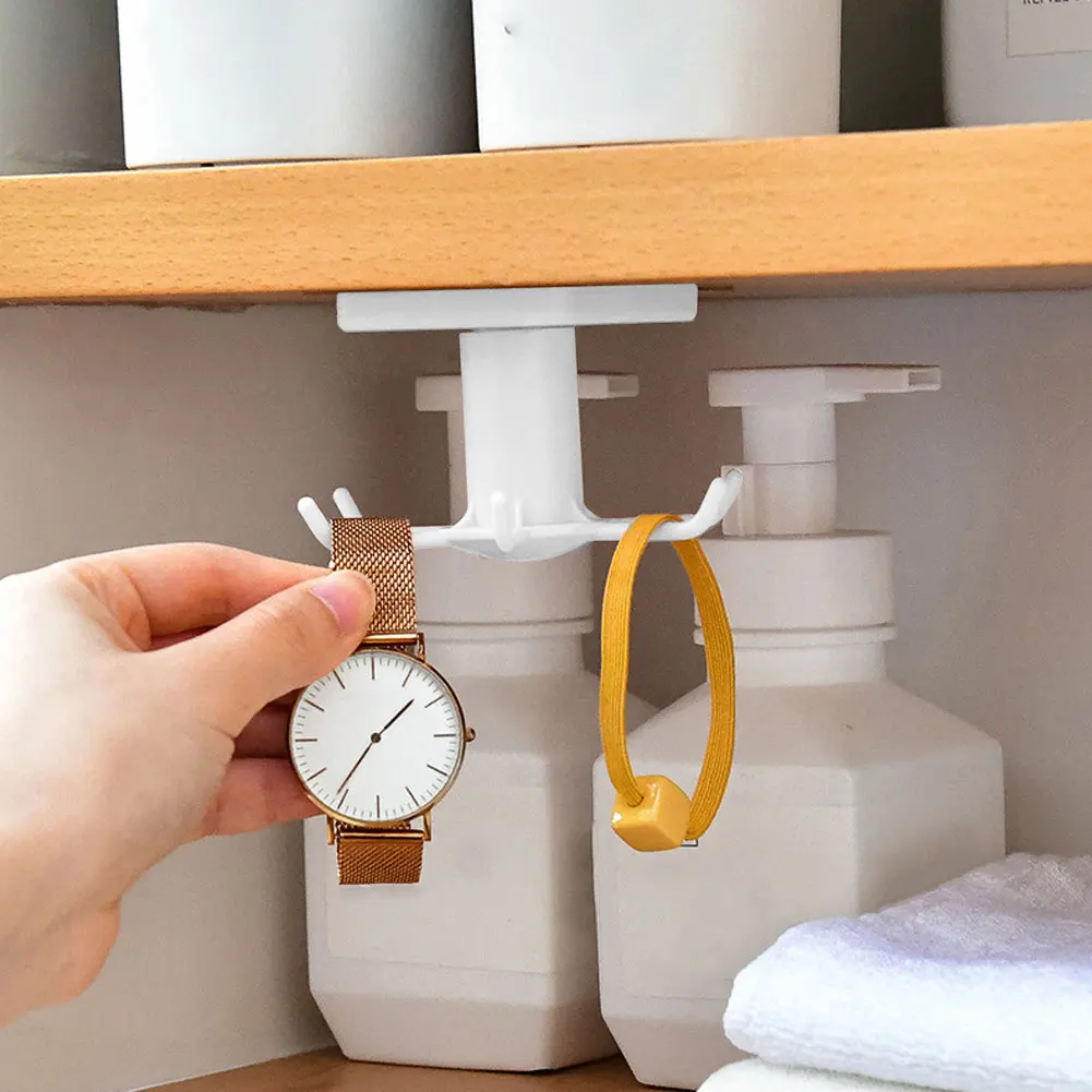 

Punch-free Kitchen Wall Storage Rack Rotating Hook Spatula Spoon Kitchen Utensils Wall-mounted Artifact