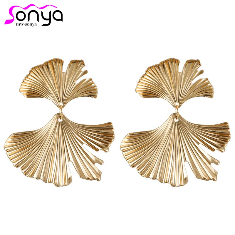 Ретро креативный металлический цветок гинкго листья серьги Модные ювелирные