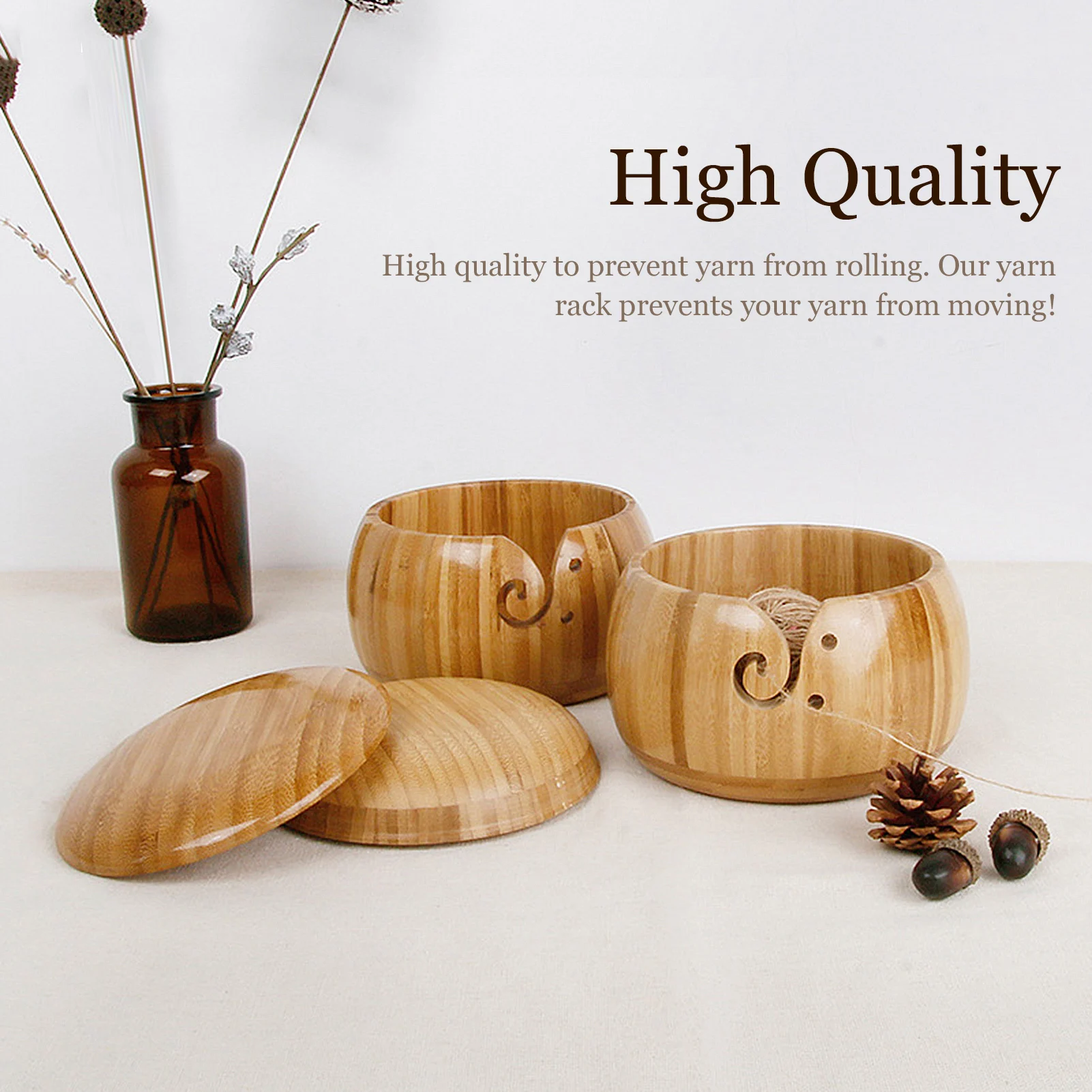 Корзина для хранения вязаной шерсти деревянная чаша из пряжи с отверстием