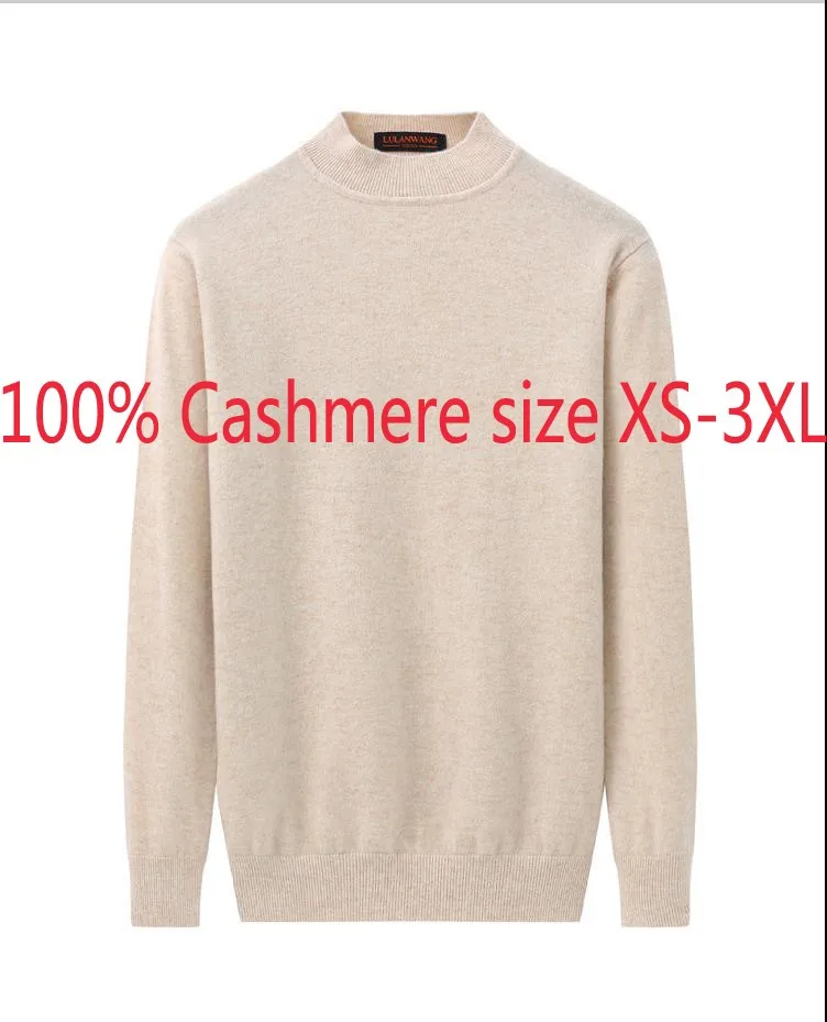 

New Arrival Fashion 100% Pure Cashmere Men Youth Half High Collar Sweater Computer Knitted Thick Pullovers Plus Size XS-3XL