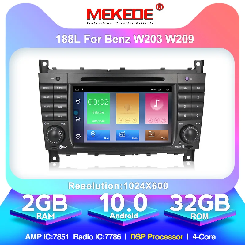 DSP процессор 4 ядра 2 грамм 32 ГРОМ Android 10 автомобиль gps-навигация dvd-плеер для Benz C