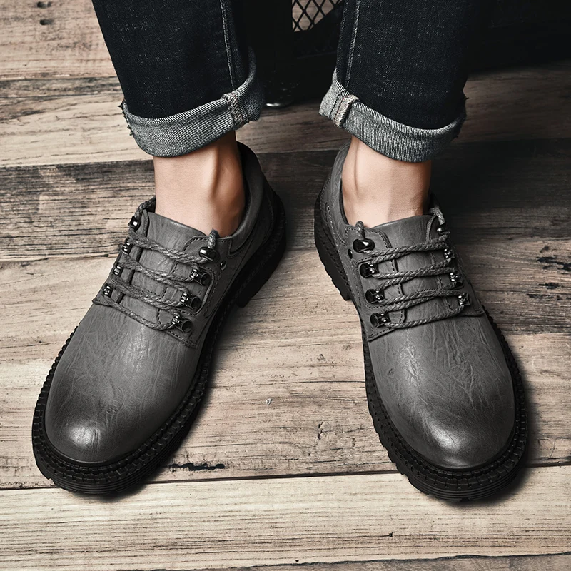 Туфли мужские из натуральной кожи на шнуровке Повседневные Удобные классические