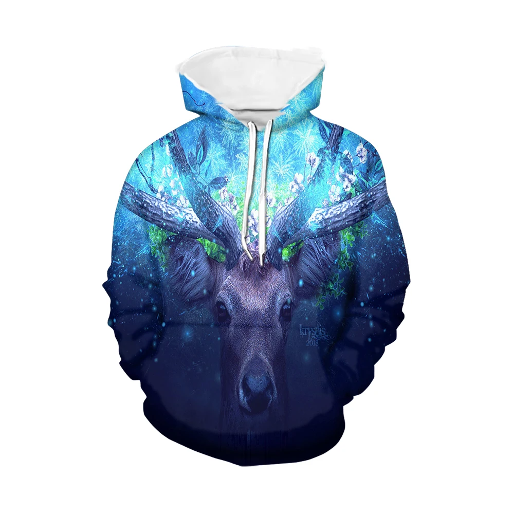 

Noisydesigns Men's Warm Oversized 6XL Elk Print Hoodies Pullover Long Sleeve Loos Autumn Winter Sweatshirt New
