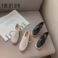 autumn canvas shoes round head rattan grass woven lace up student daily casual women shoes black white simple flat shoes loafers