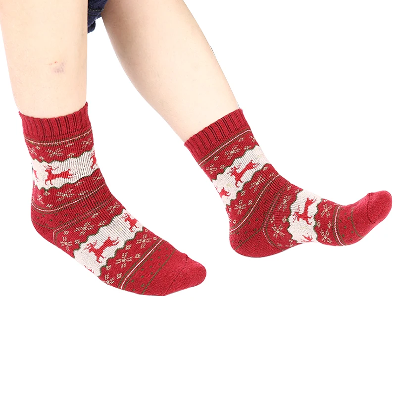 5 Pairs Women Girls Thick Winter Socks Warm Christmas Elk Deer Sock 5 Colors Cute Autumn And Winter Christmas Socks