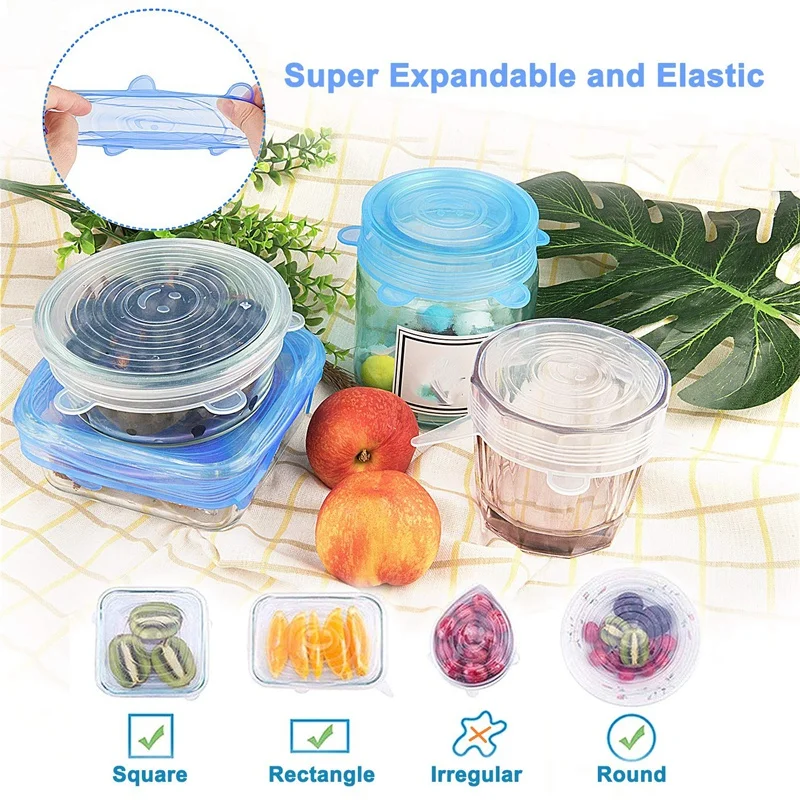 

Silicone Stretch Lids, Reusable Durable & Expandable Lids to Keep Food Fresh,Fit Various Sizes and Shapes of Containers Food Cov