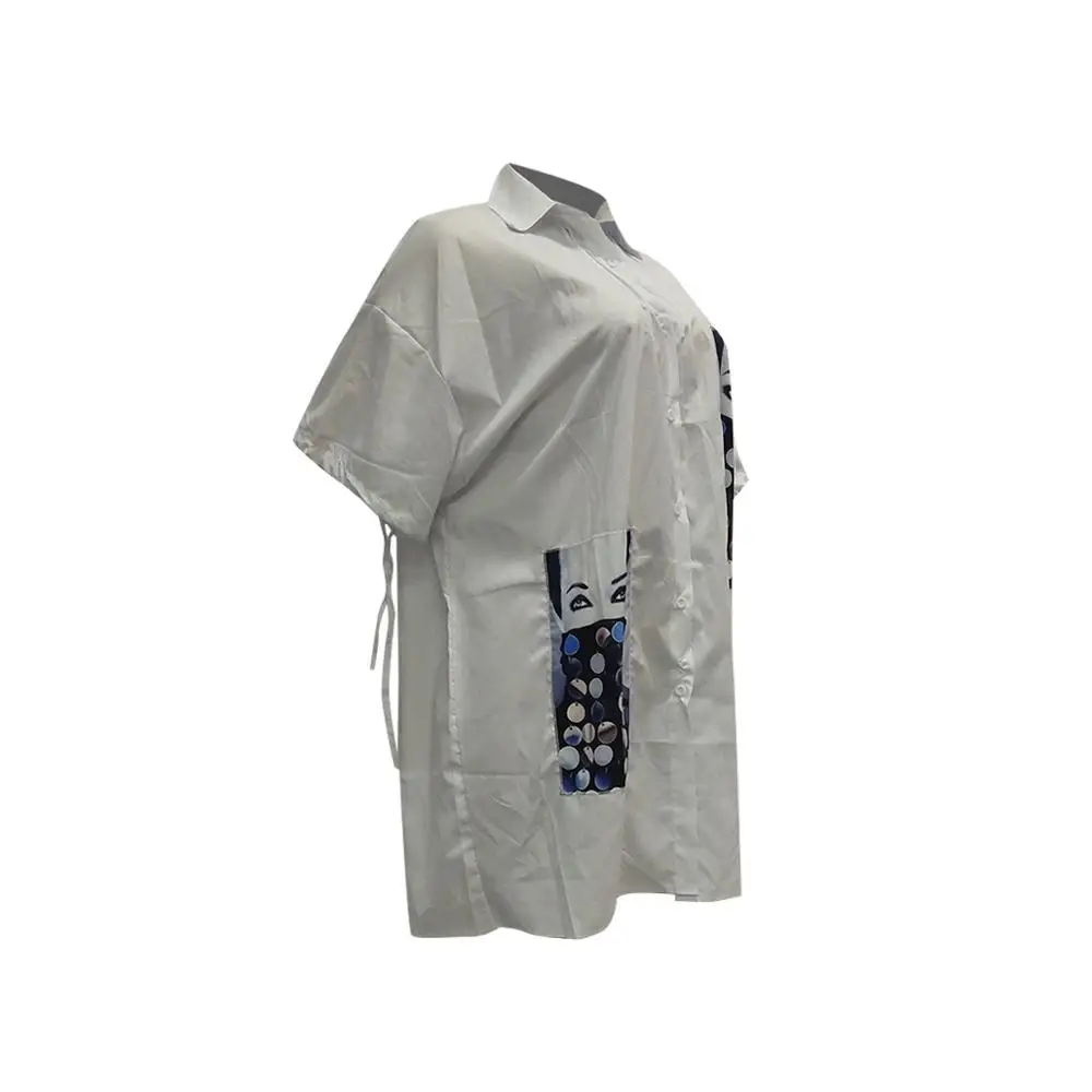 Женское мини-платье выше колена свободное Повседневное платье-рубашка с принтом