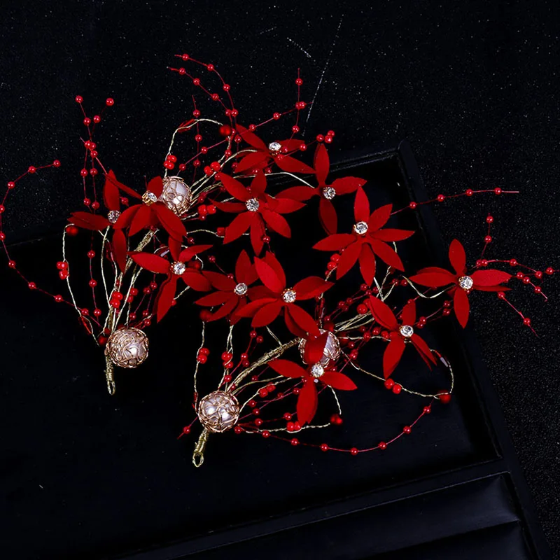 Комплект из жемчуга и сережек FORSEVEN красно золотистый комплект Жемчужной ленты с