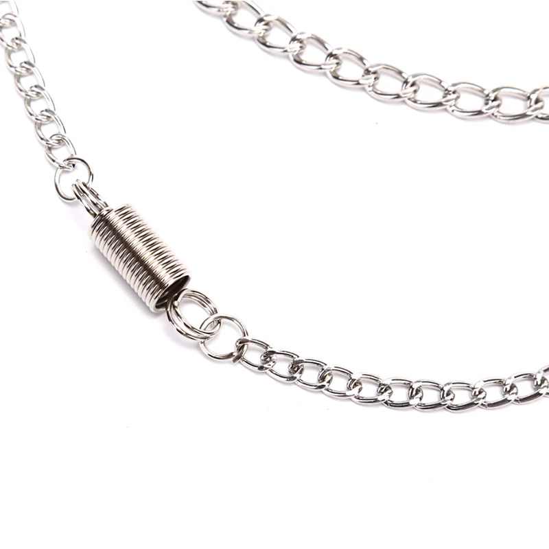 

Men Boy Punk Hip-hop Trendy Belt Waist Chain Multilayer Male Pants Chain Jeans Punk Silver Color Metal Big Ring Pants Chains