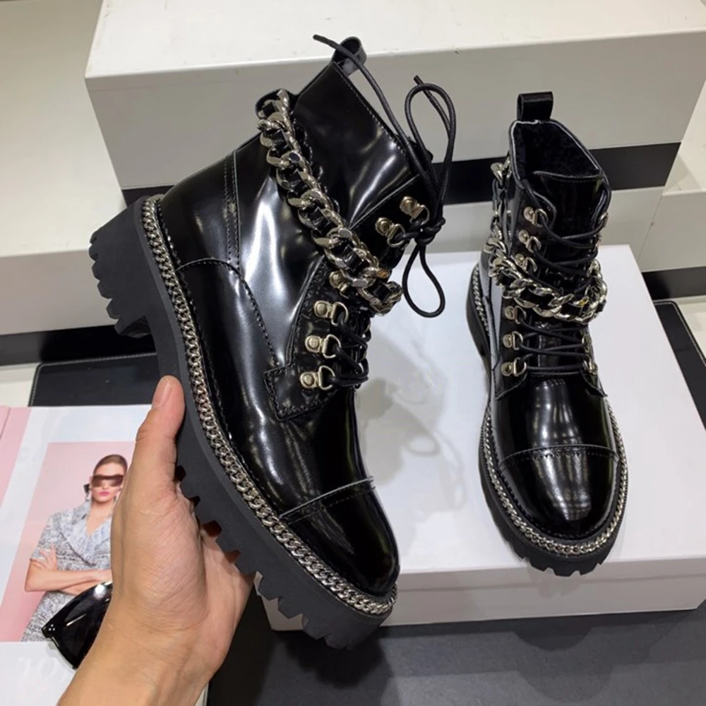 Женские черные кожаные ботинки женские мотоциклетные обувь в стиле панк с