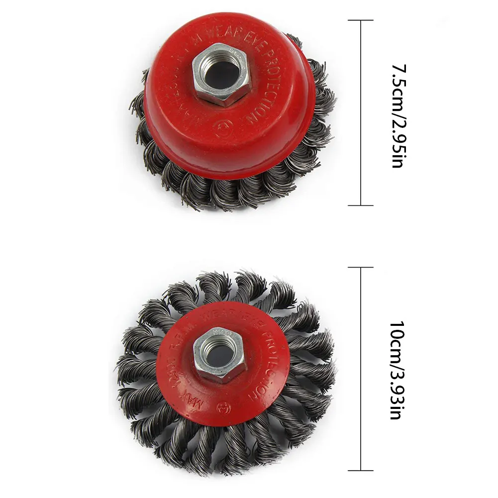 

4PCS Wire Wheel Brush Cup Semi Flat Twist Knot M14 Thread Angle Grinder Polishing Head Cup Wire Brush For Angle Grinder