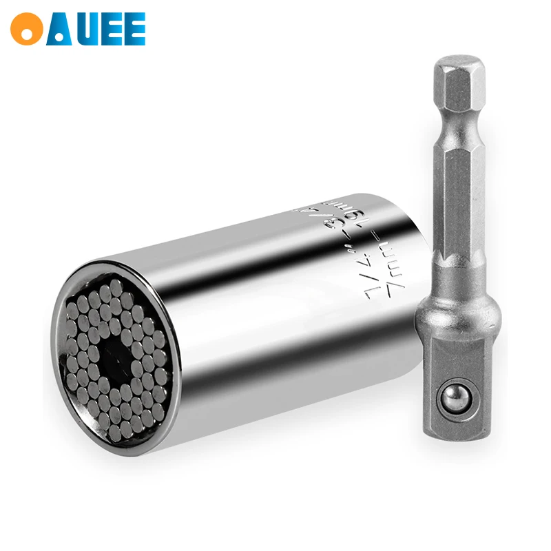 

7-19mm Universal Torque Wrench Spanner Grip Multi Function Ratchet Socket Power Drill Adapter Hand Tools