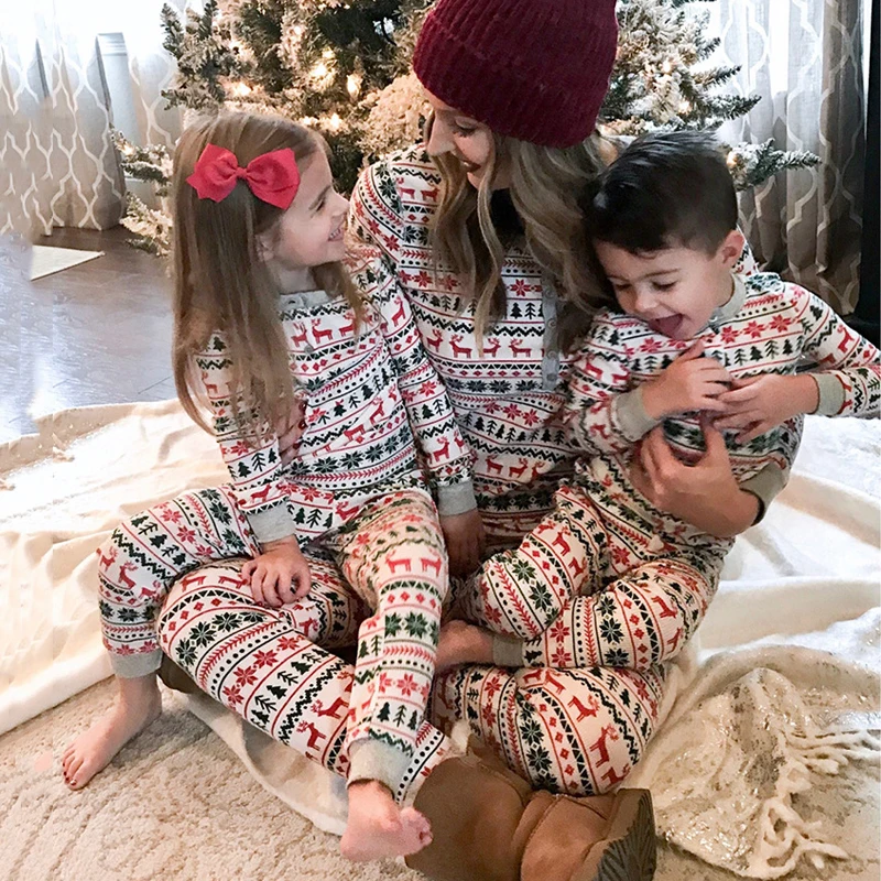 2020 рождественские пижамные комплекты для всей семьи пижамы комплект из двух