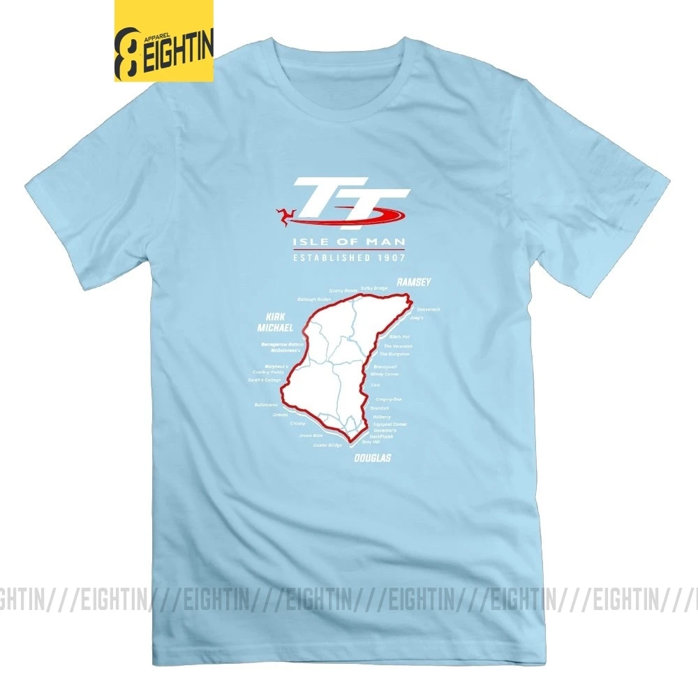 Isle Of Man TT мотоциклетные футболки мужские модные футболки с коротким рукавом из хлопка с круглым вырезом классические футболки - Цвет: Небесно-голубой