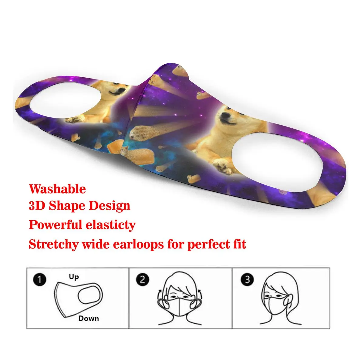 

Doge God Annoying Dog Puzzle Print Dust Mask Mouth-Muffle Washable Fabric Adult Protective Face Windproof