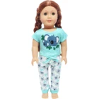 Милый наряд для кукол, пижамы, футболка и штаны Одежда для дома для американских девочек 18 дюймов и 43 см, аксессуары для кукол, игрушка для кукольного домика
