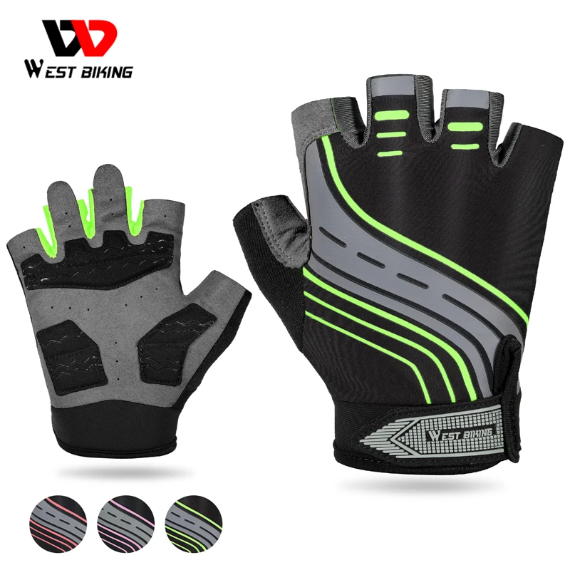 

WEST BIKING Cycling Fingerless Gloves Anti Slip Shockproof Short Gloves Breathable Soft Outdoor Sports Fitness Gloves Men Women